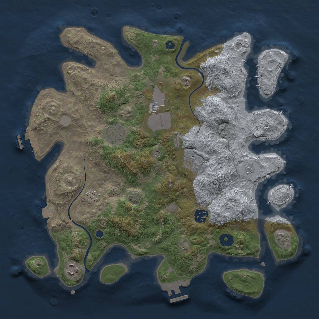 Rust Map: Procedural Map, Size: 3500, Seed: 718248892, 12 Monuments