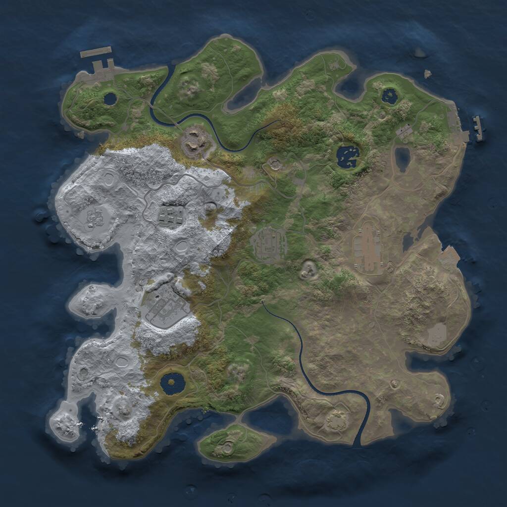 Rust Map: Procedural Map, Size: 3250, Seed: 1864782183, 12 Monuments