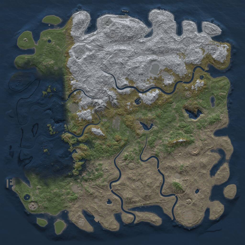 Rust Map: Procedural Map, Size: 6000, Seed: 1341162471, 17 Monuments