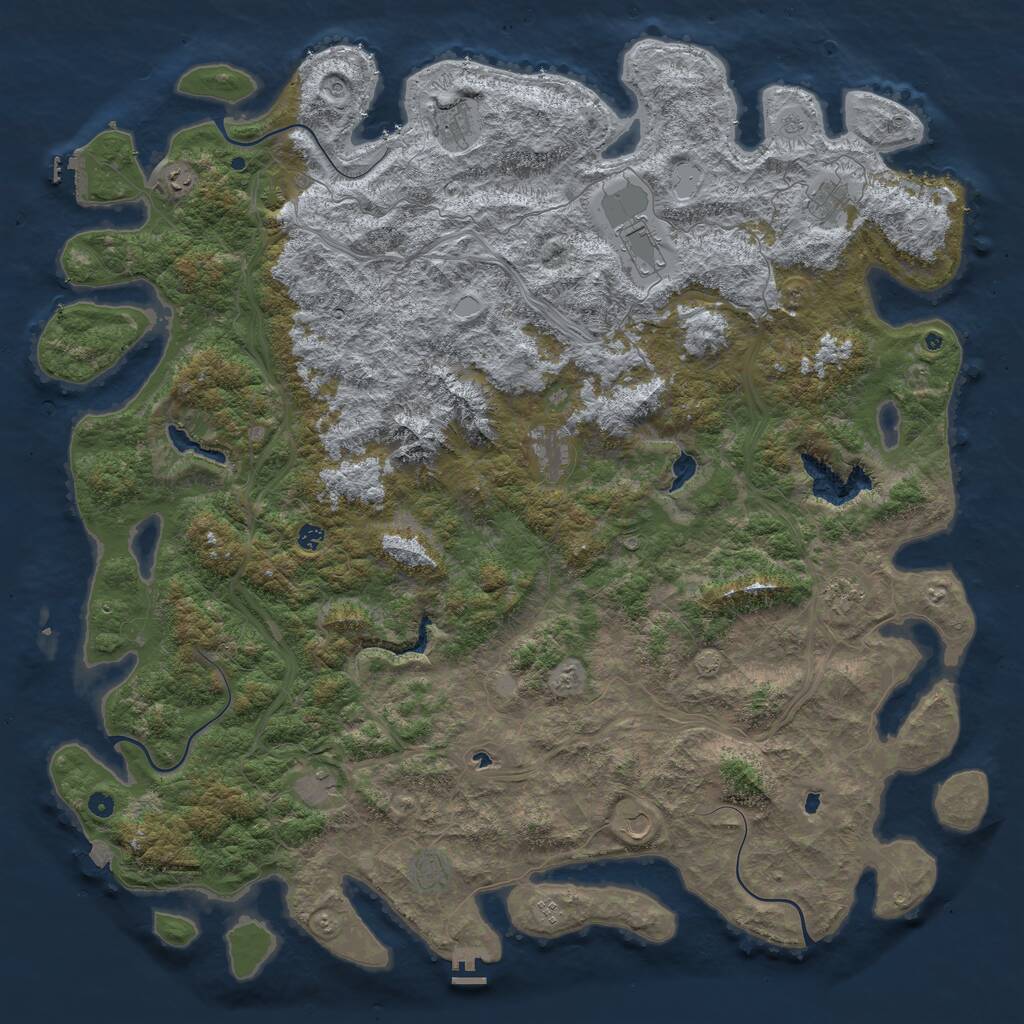 Rust Map: Procedural Map, Size: 6000, Seed: 1341162471, 17 Monuments