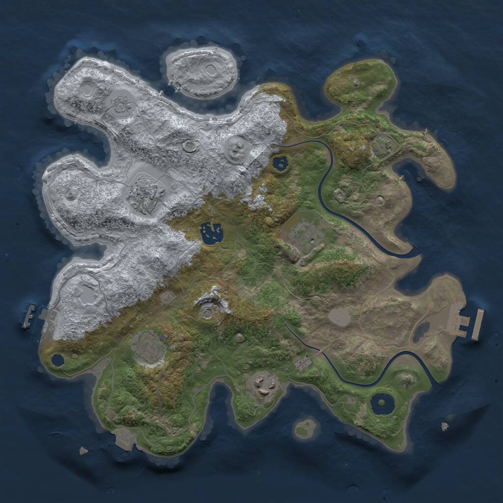 Rust Map: Procedural Map, Size: 3250, Seed: 666546546, 11 Monuments