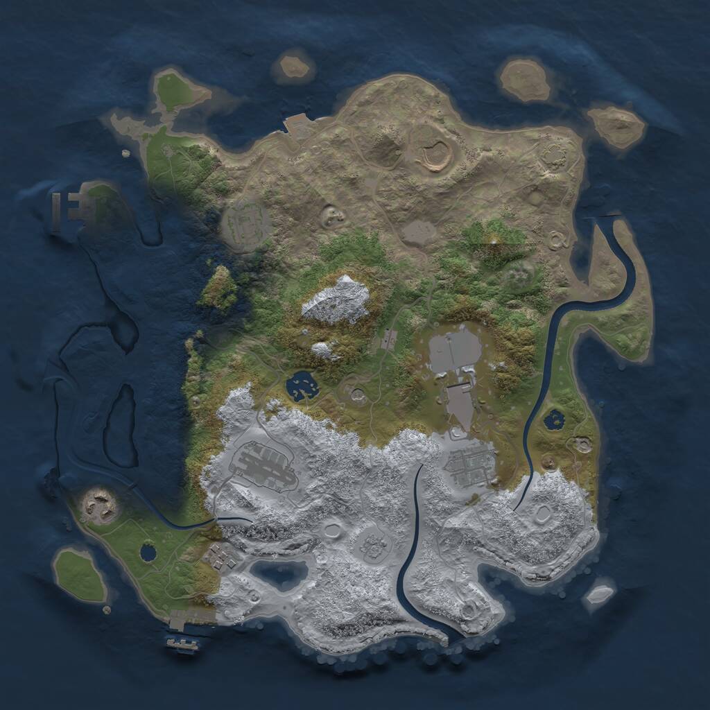 Rust Map: Procedural Map, Size: 3500, Seed: 585661110, 14 Monuments