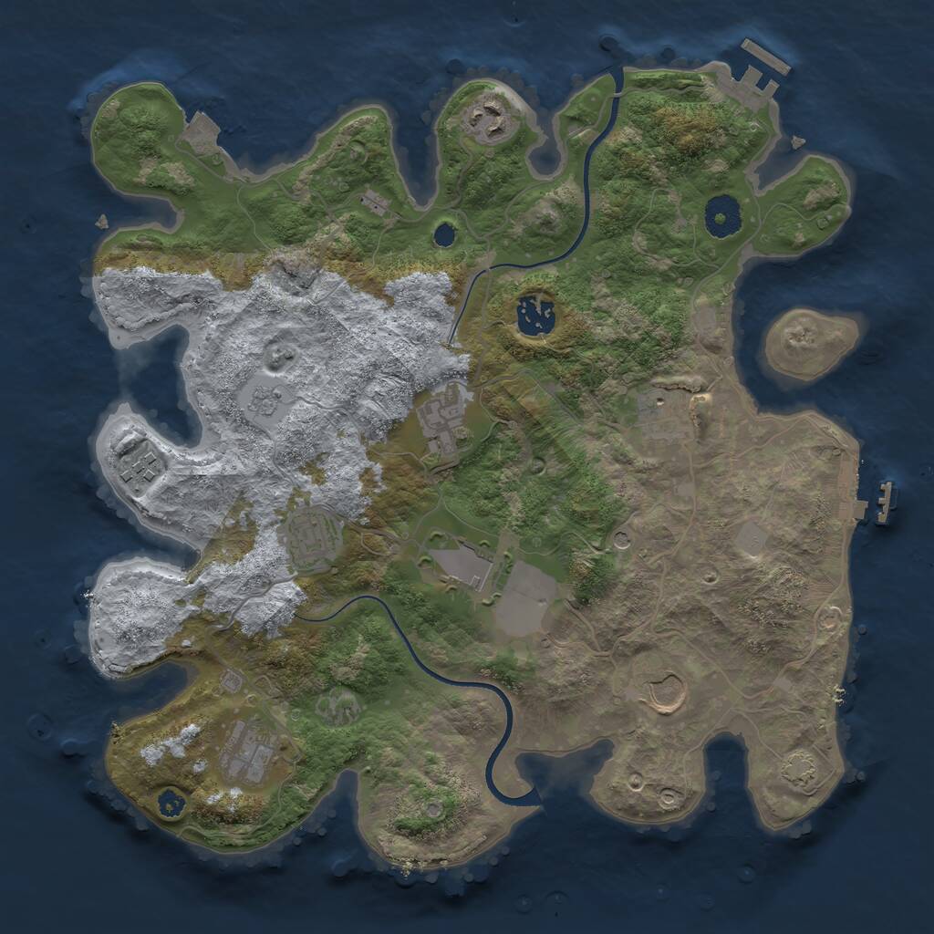 Rust Map: Procedural Map, Size: 3500, Seed: 2104783799, 15 Monuments