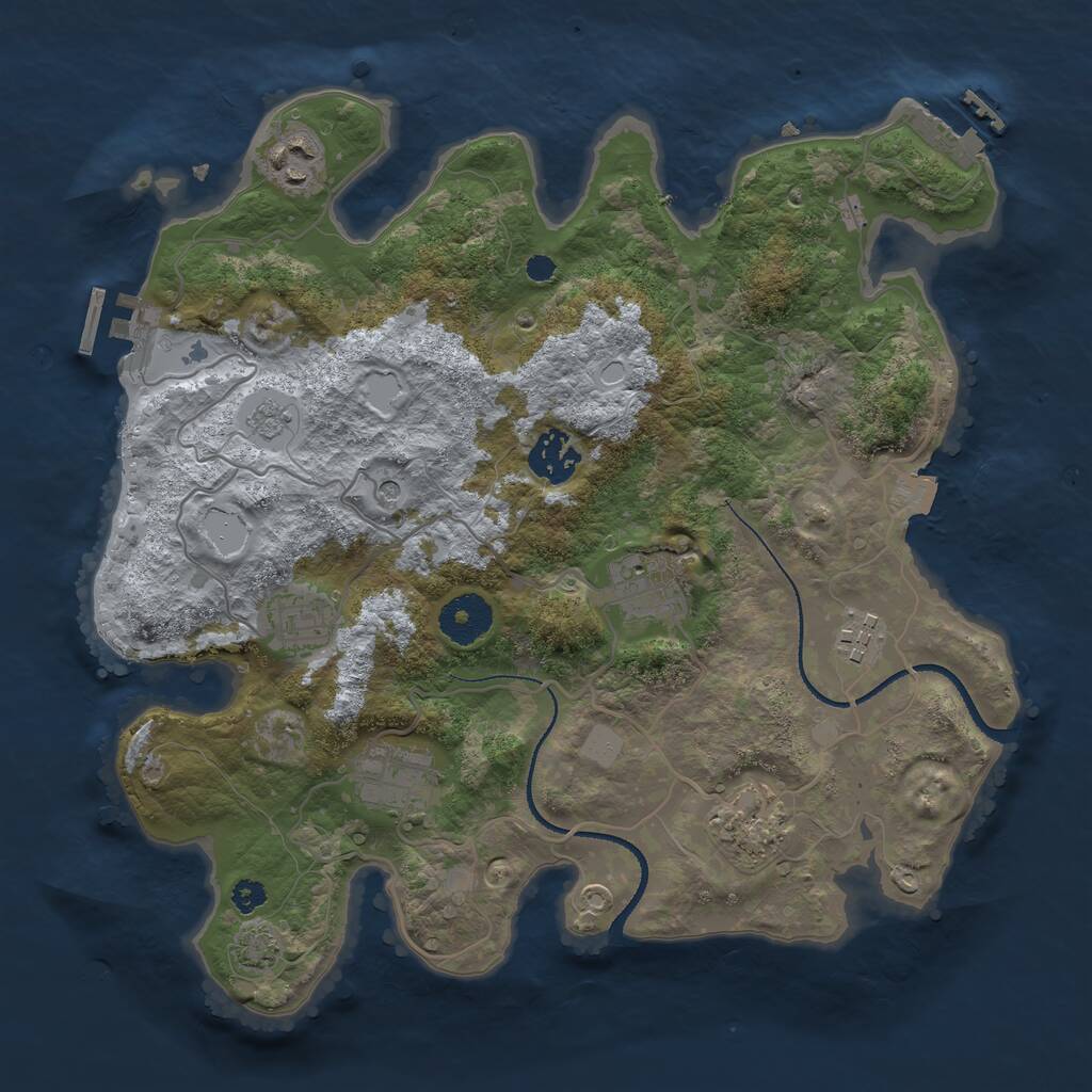 Rust Map: Procedural Map, Size: 3250, Seed: 1842408535, 13 Monuments