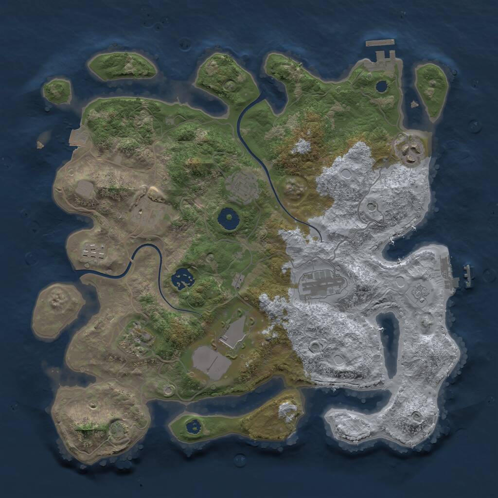 Rust Map: Procedural Map, Size: 3500, Seed: 353784099, 14 Monuments