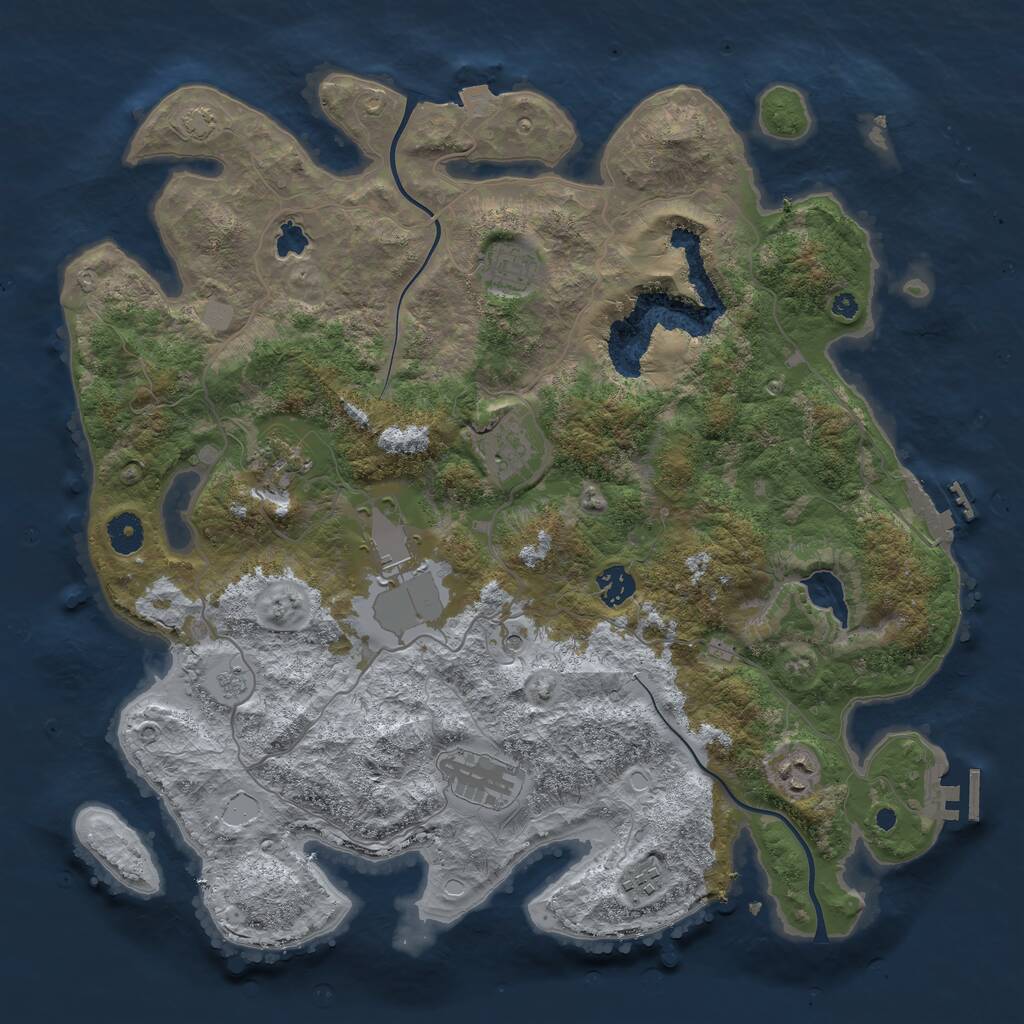 Rust Map: Procedural Map, Size: 4000, Seed: 1111604216, 14 Monuments