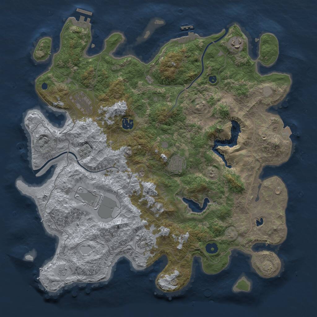 Rust Map: Procedural Map, Size: 4000, Seed: 1221350937, 13 Monuments