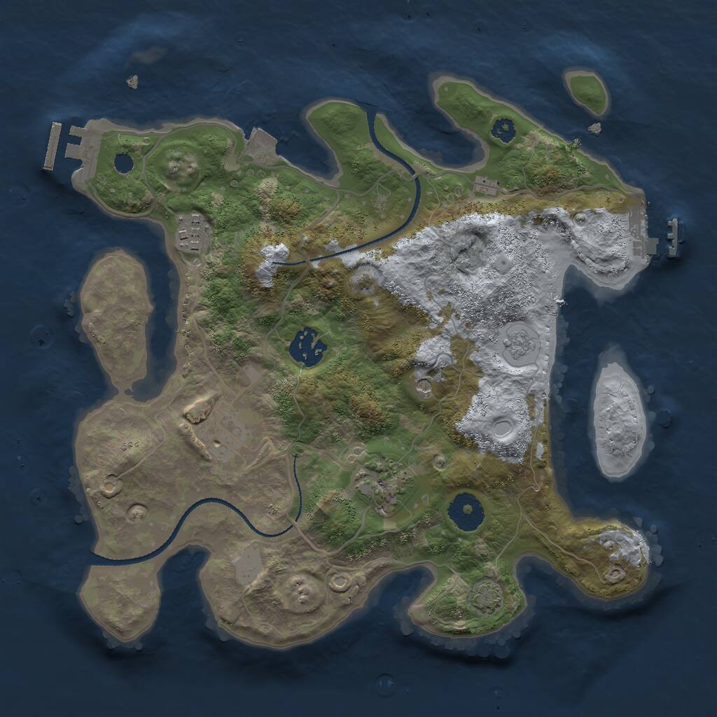 Rust Map: Procedural Map, Size: 3000, Seed: 28913, 10 Monuments