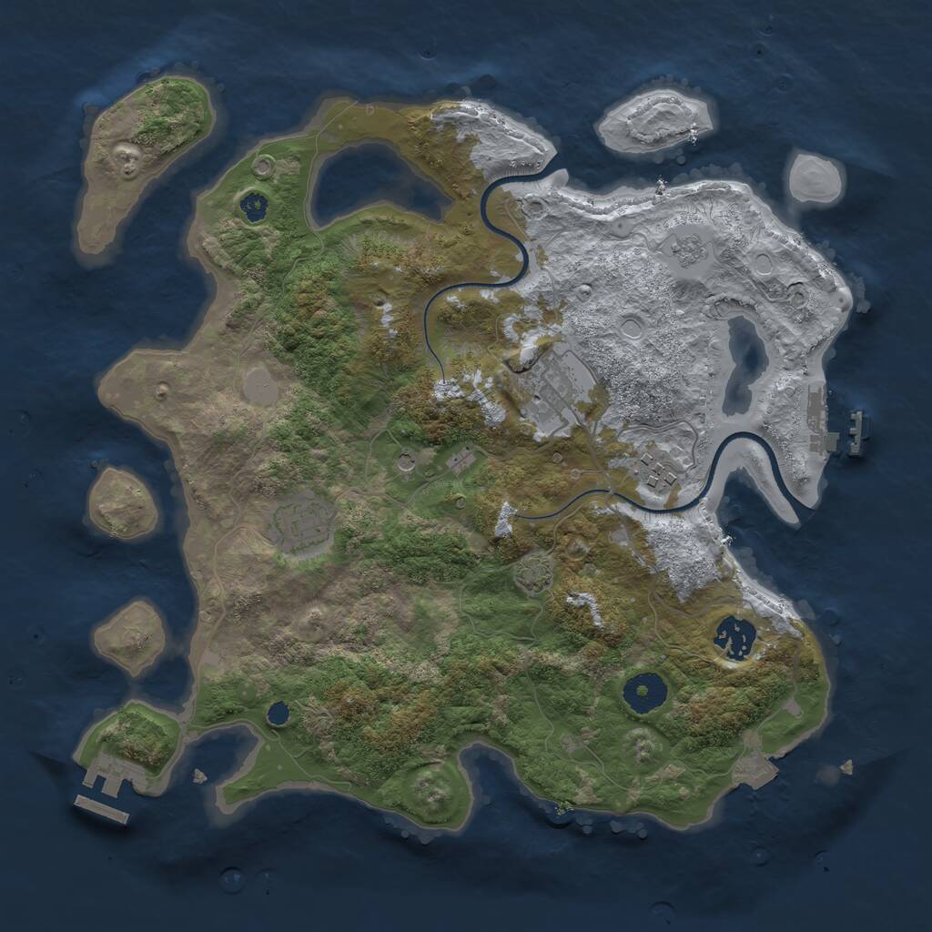 Rust Map: Procedural Map, Size: 3400, Seed: 123, 10 Monuments