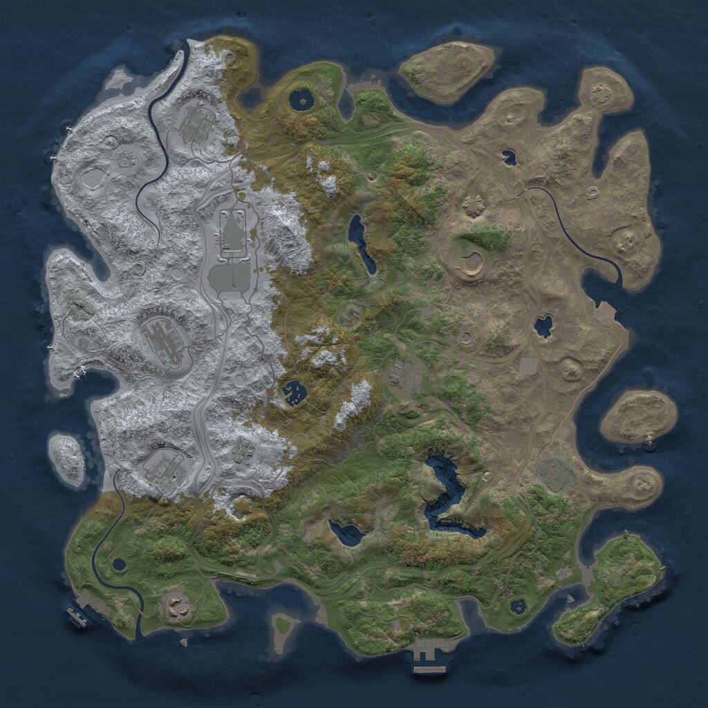 Rust Map: Procedural Map, Size: 4500, Seed: 3750, 16 Monuments