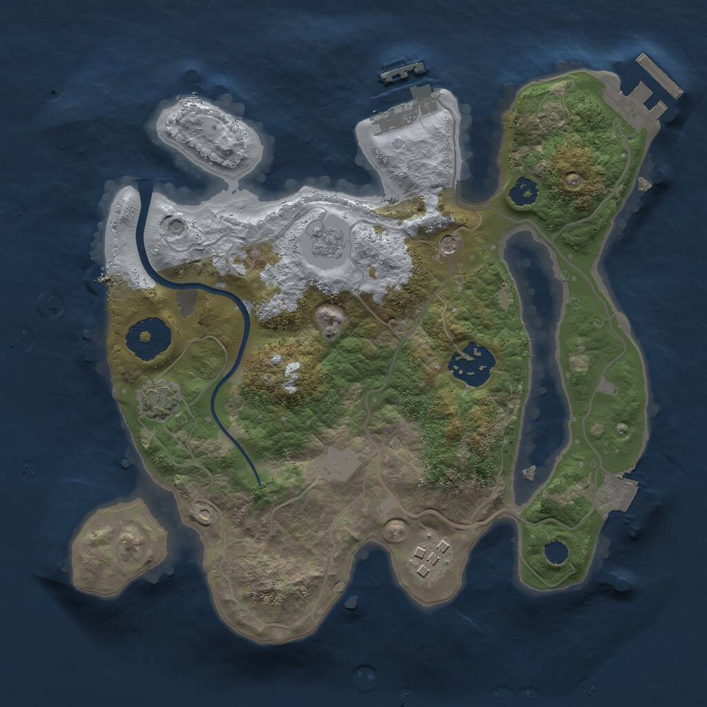 Rust Map: Procedural Map, Size: 2500, Seed: 643346, 8 Monuments