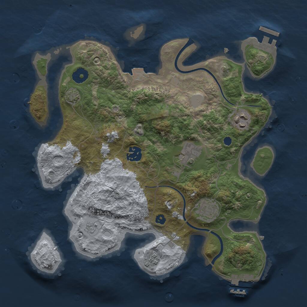 Rust Map: Procedural Map, Size: 3000, Seed: 1928563551, 10 Monuments