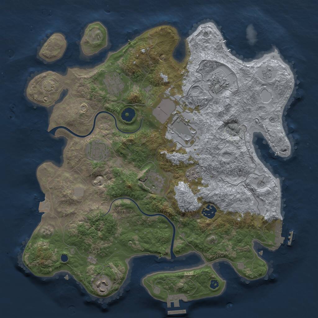 Rust Map: Procedural Map, Size: 3500, Seed: 1548306436, 14 Monuments