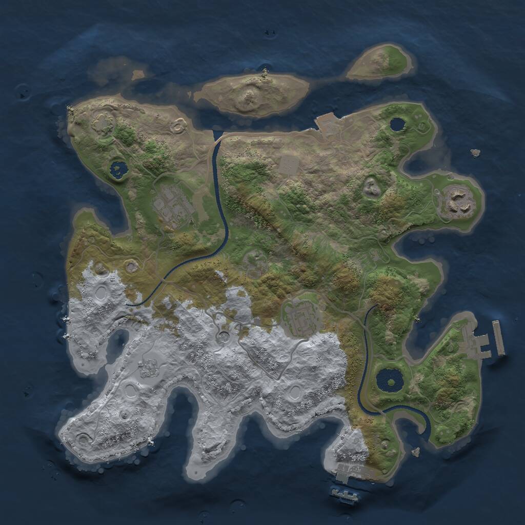 Rust Map: Procedural Map, Size: 3000, Seed: 840001, 9 Monuments