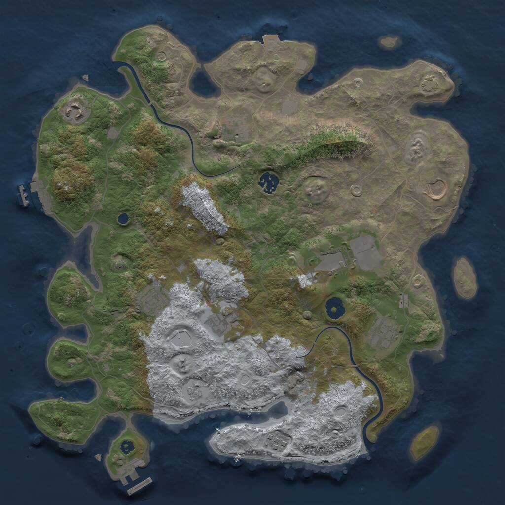 Rust Map: Procedural Map, Size: 3750, Seed: 3456425, 15 Monuments