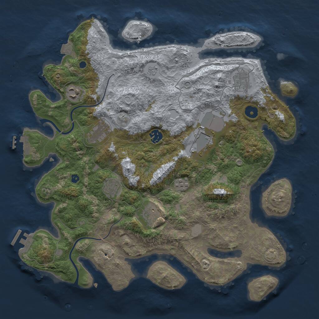 Rust Map: Procedural Map, Size: 3750, Seed: 7546094, 14 Monuments