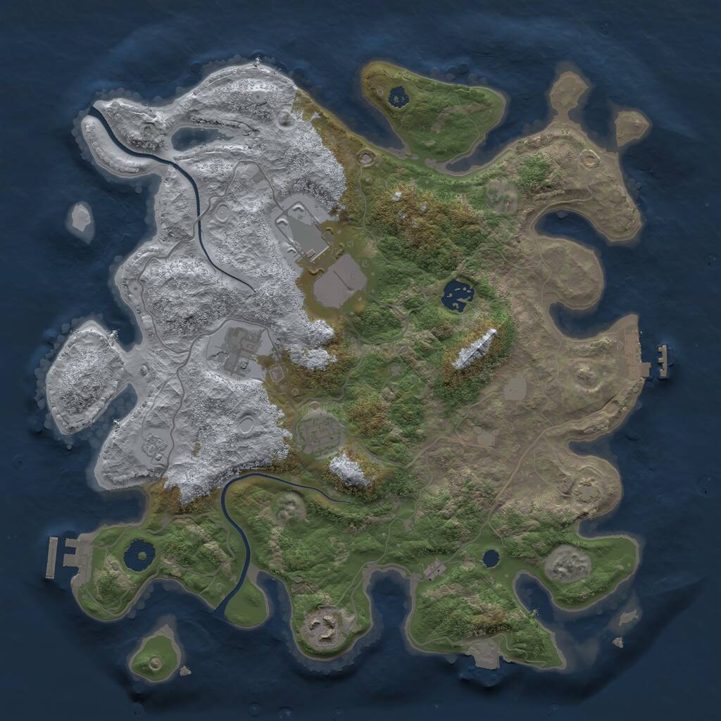 Rust Map: Procedural Map, Size: 3500, Seed: 577736248, 10 Monuments