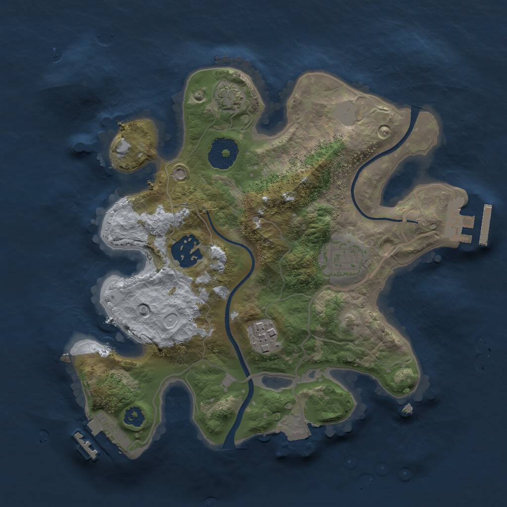 Rust Map: Procedural Map, Size: 2500, Seed: 395168881, 7 Monuments