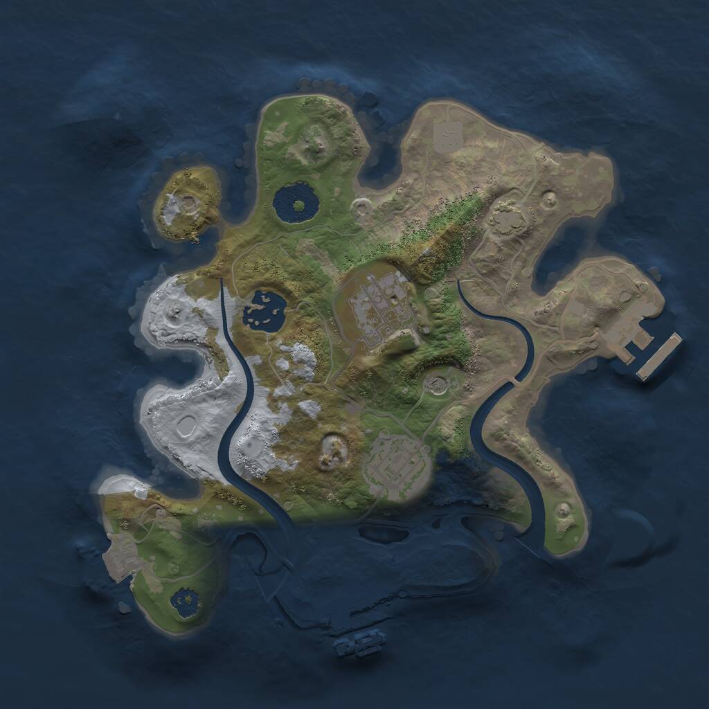 Rust Map: Procedural Map, Size: 2500, Seed: 395168881, 8 Monuments