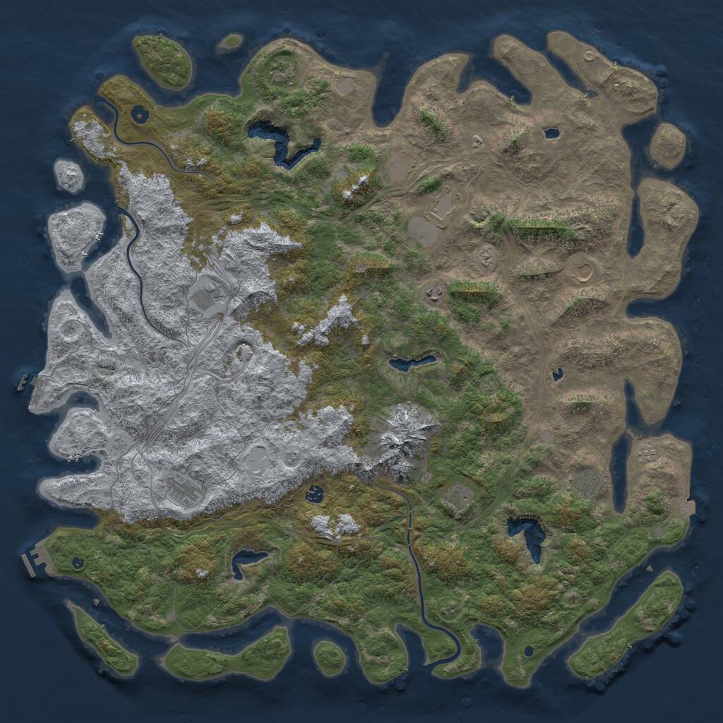 Rust Map: Procedural Map, Size: 6000, Seed: 25053, 17 Monuments