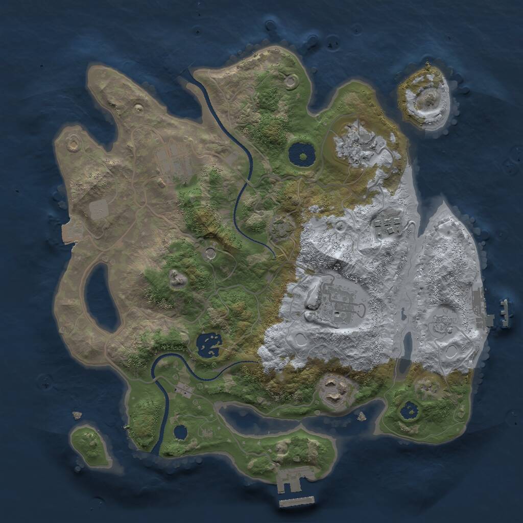 Rust Map: Procedural Map, Size: 3000, Seed: 1673033672, 12 Monuments