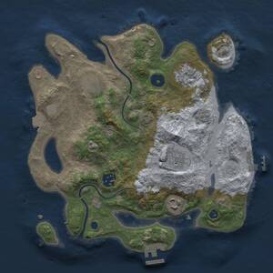 Thumbnail Rust Map: Procedural Map, Size: 3000, Seed: 1673033672, 12 Monuments