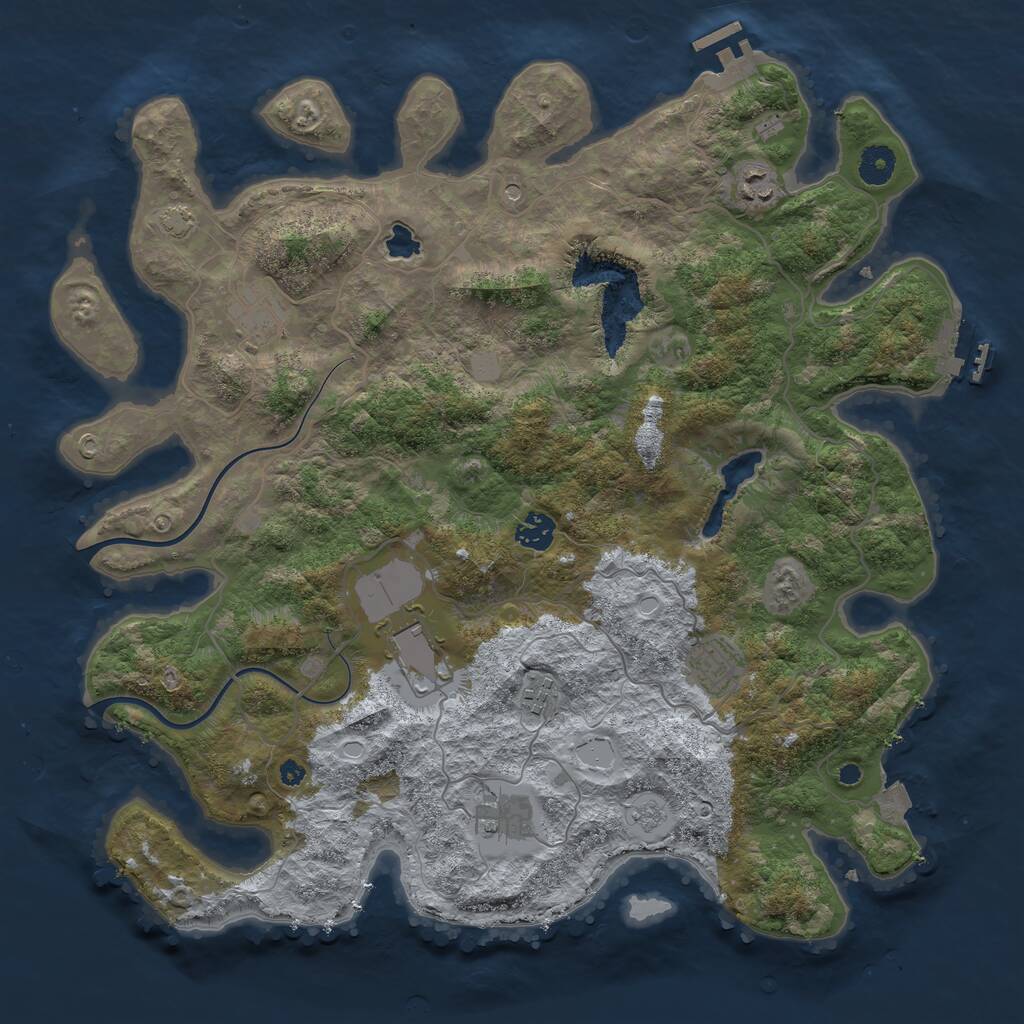 Rust Map: Procedural Map, Size: 4000, Seed: 987296176, 13 Monuments