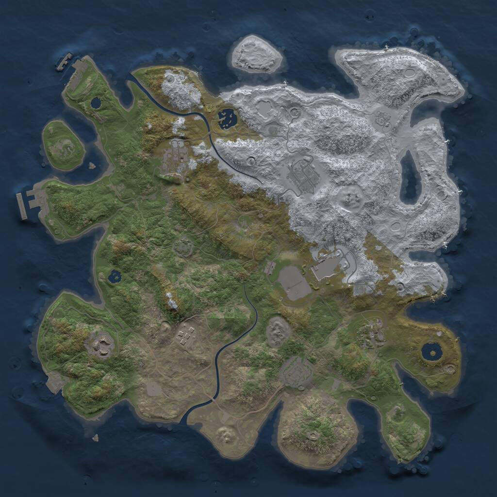 Rust Map: Procedural Map, Size: 3750, Seed: 1304247521, 14 Monuments