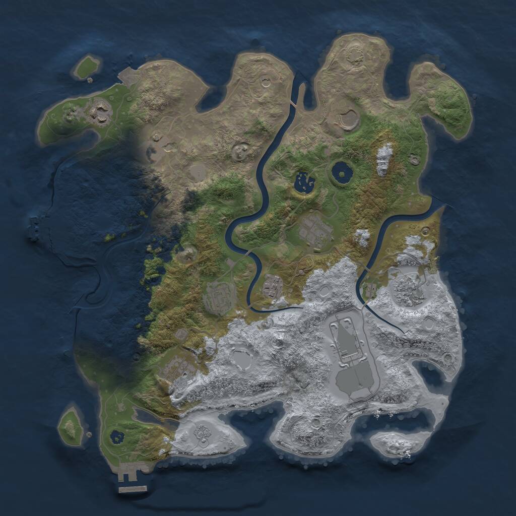 Rust Map: Procedural Map, Size: 3700, Seed: 588397696, 16 Monuments