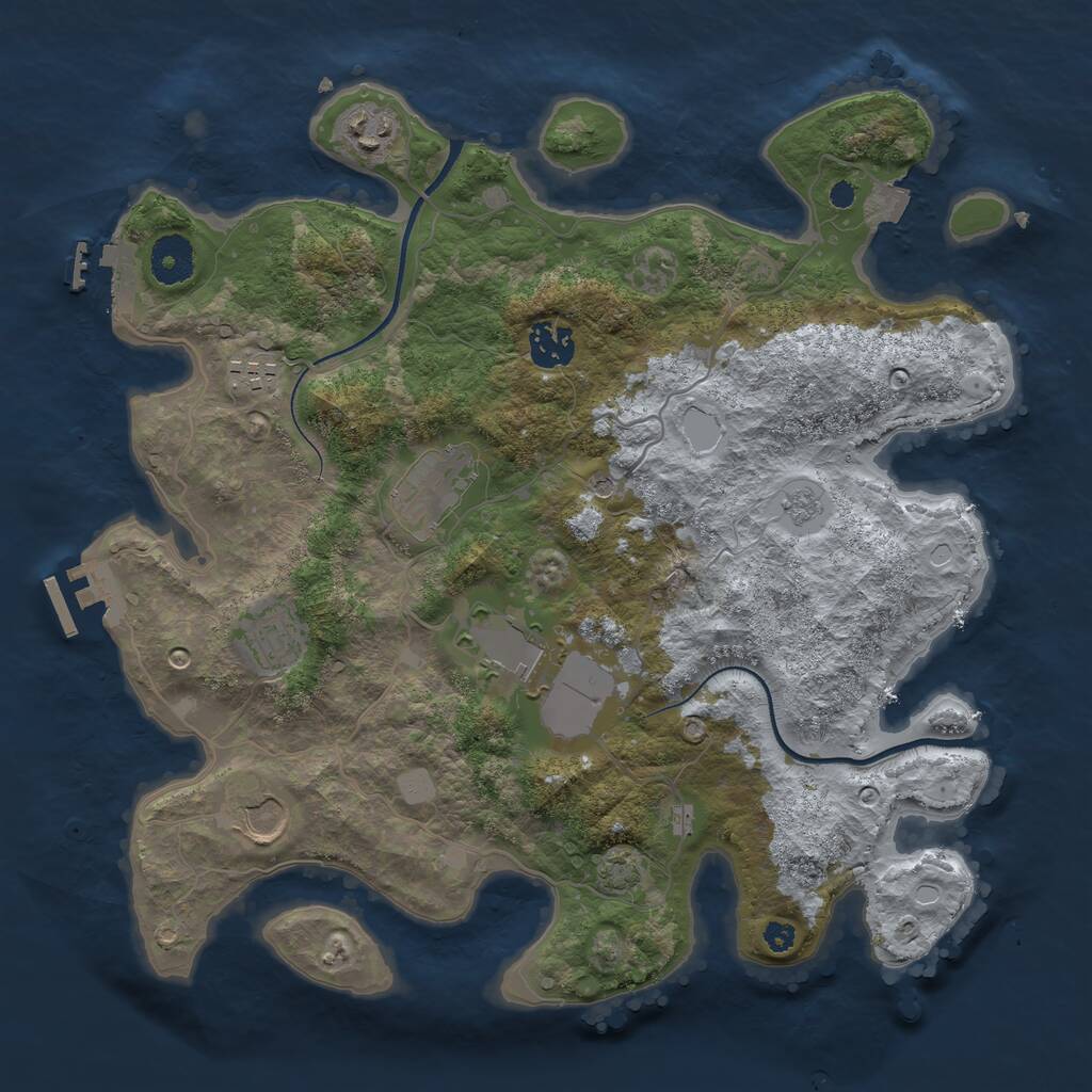 Rust Map: Procedural Map, Size: 3500, Seed: 994443238, 13 Monuments