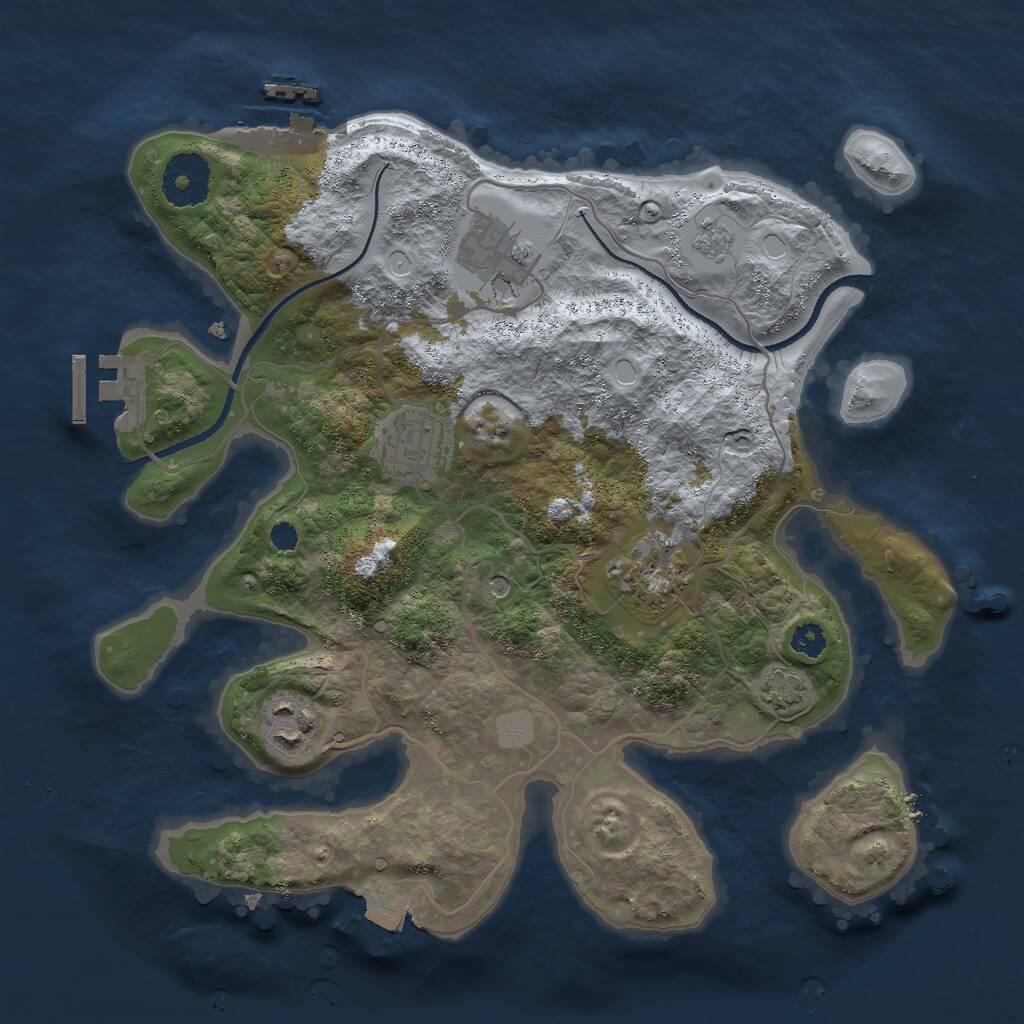 Rust Map: Procedural Map, Size: 3000, Seed: 475654, 10 Monuments