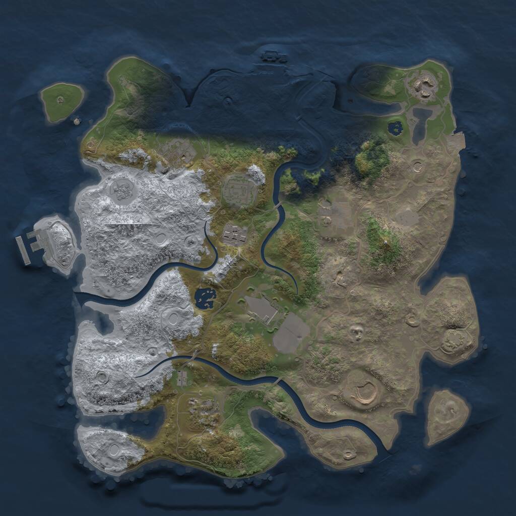 Rust Map: Procedural Map, Size: 3500, Seed: 1807130170, 15 Monuments