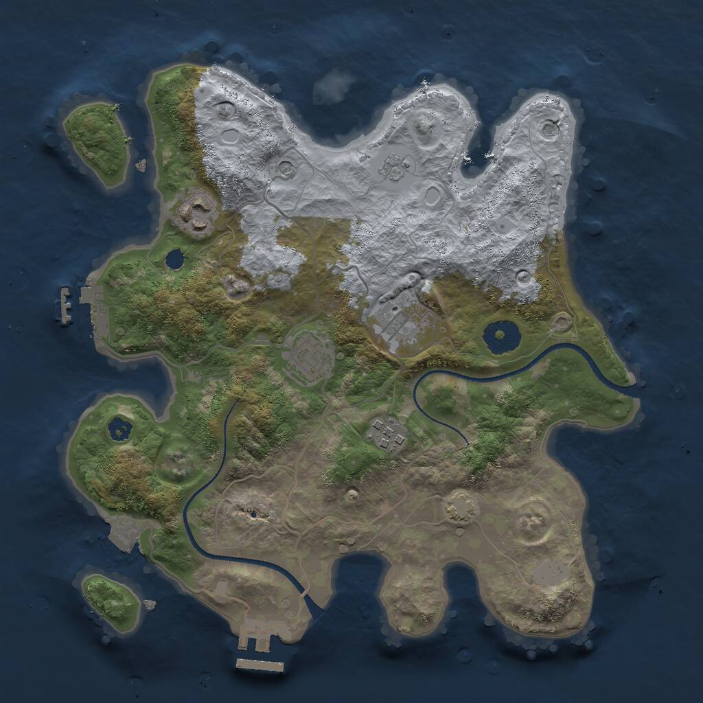 Rust Map: Procedural Map, Size: 3000, Seed: 894306647, 10 Monuments