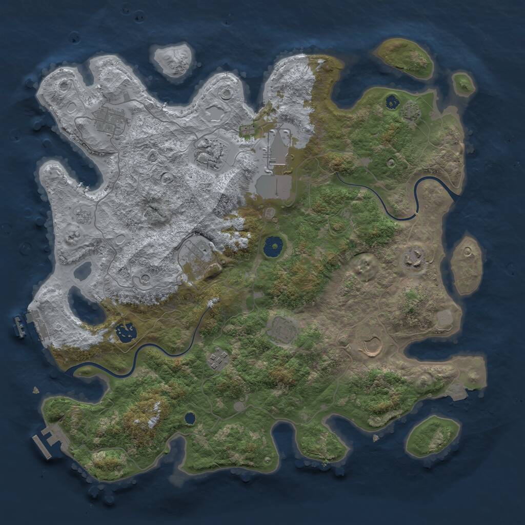 Rust Map: Procedural Map, Size: 3900, Seed: 17, 15 Monuments