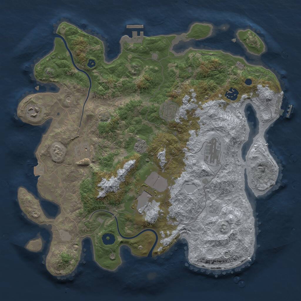 Rust Map: Procedural Map, Size: 3600, Seed: 1291814089, 13 Monuments