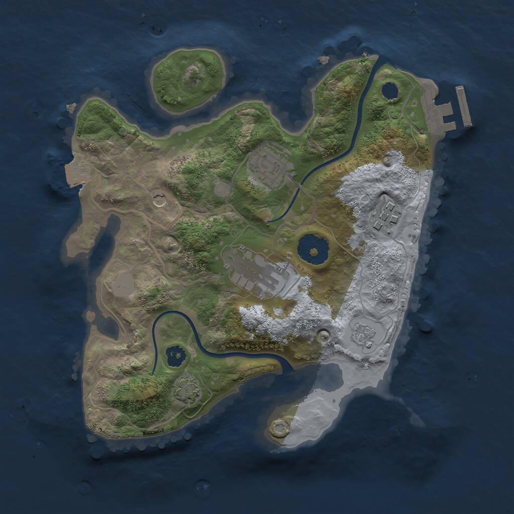 Rust Map: Procedural Map, Size: 2500, Seed: 1530148573, 8 Monuments