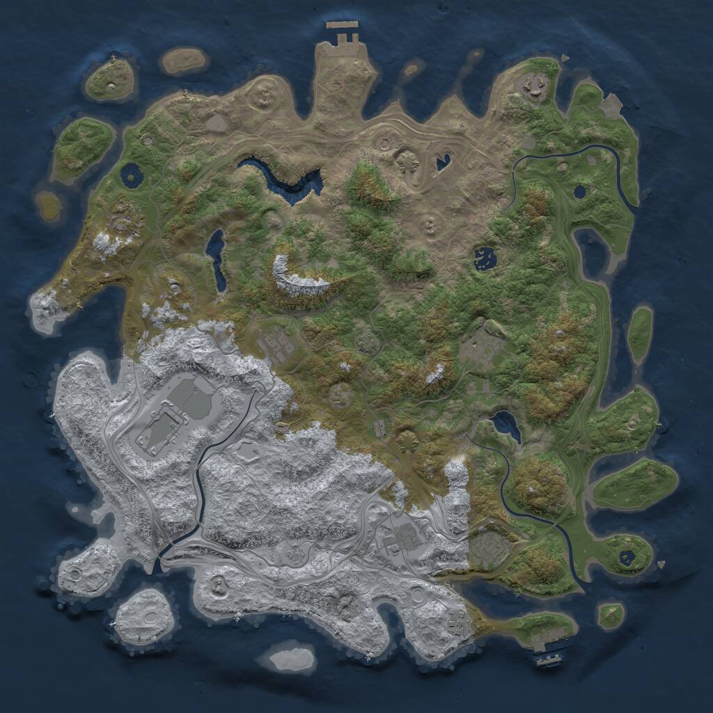 Rust Map: Procedural Map, Size: 4500, Seed: 1867706745, 15 Monuments