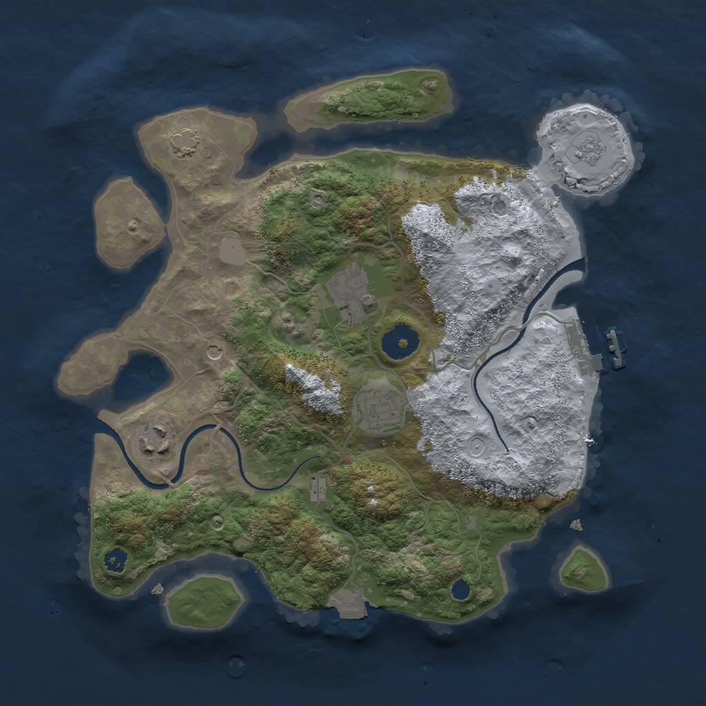 Rust Map: Procedural Map, Size: 3000, Seed: 166435, 8 Monuments