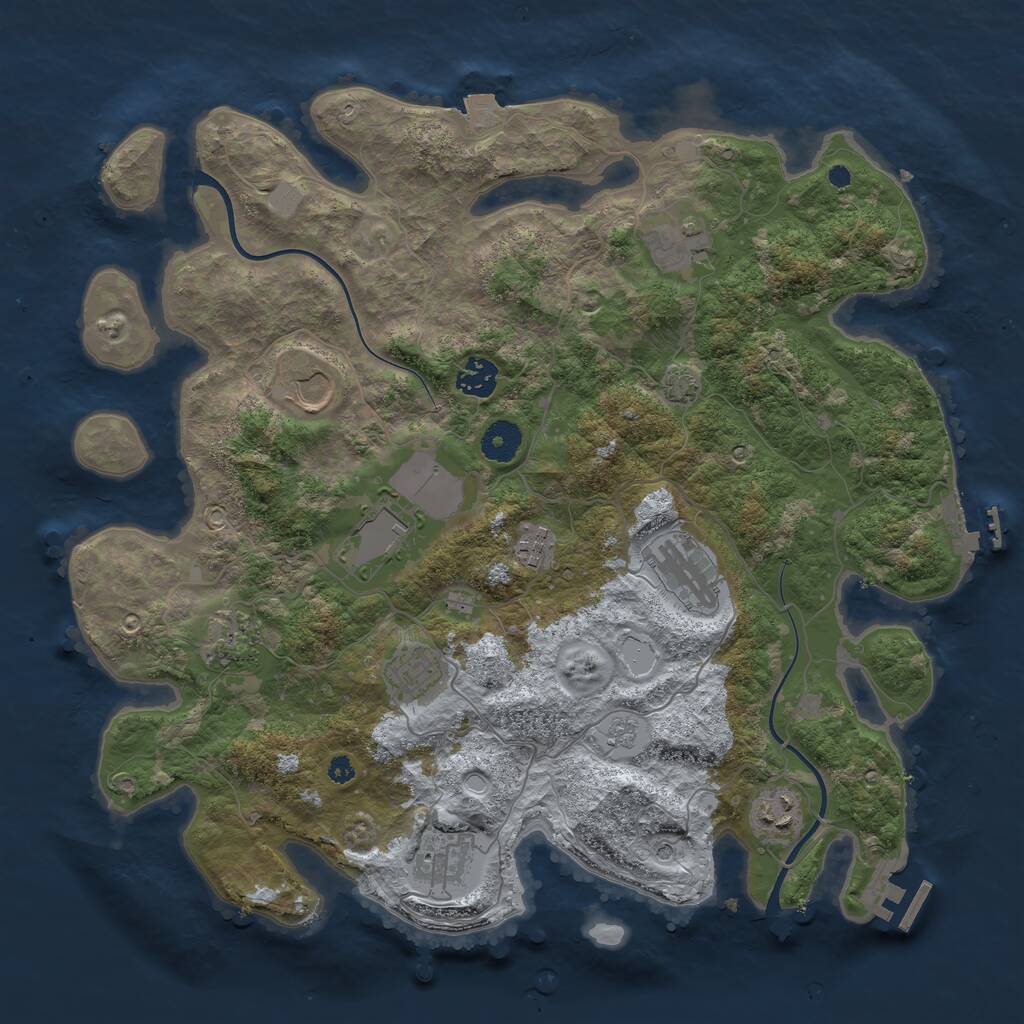 Rust Map: Procedural Map, Size: 3800, Seed: 50730197, 16 Monuments