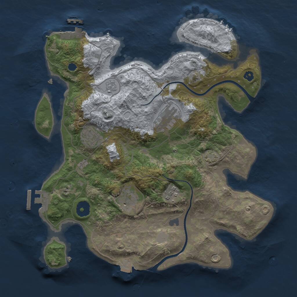 Rust Map: Procedural Map, Size: 3000, Seed: 2074264268, 9 Monuments