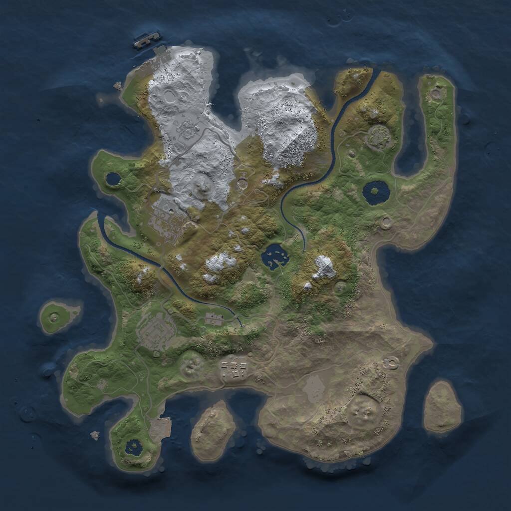 Rust Map: Procedural Map, Size: 3000, Seed: 27431, 9 Monuments