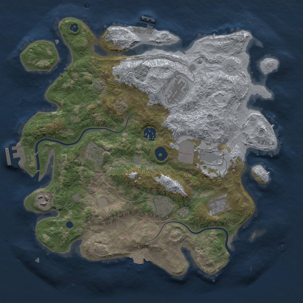 Rust Map: Procedural Map, Size: 3500, Seed: 1469843, 13 Monuments