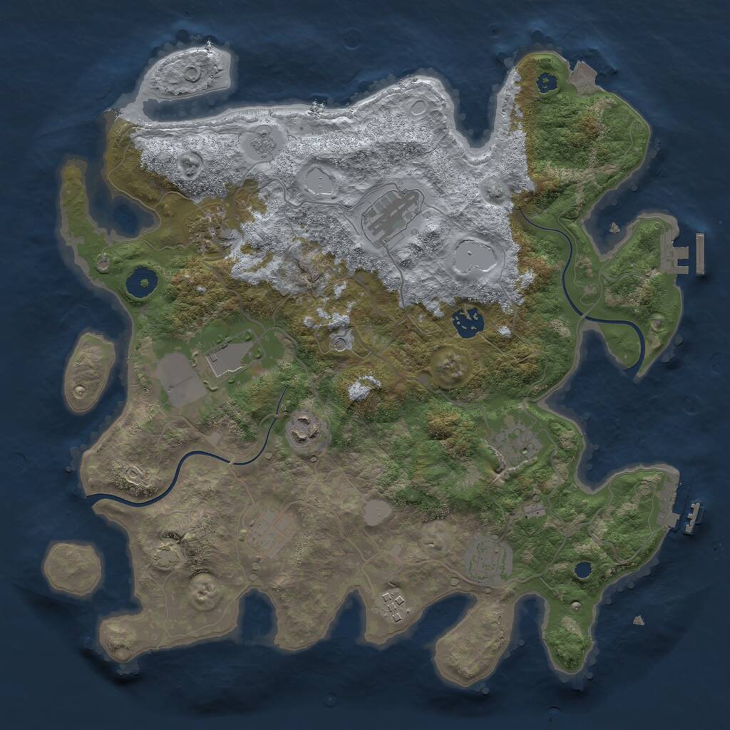 Rust Map: Procedural Map, Size: 3600, Seed: 557, 15 Monuments