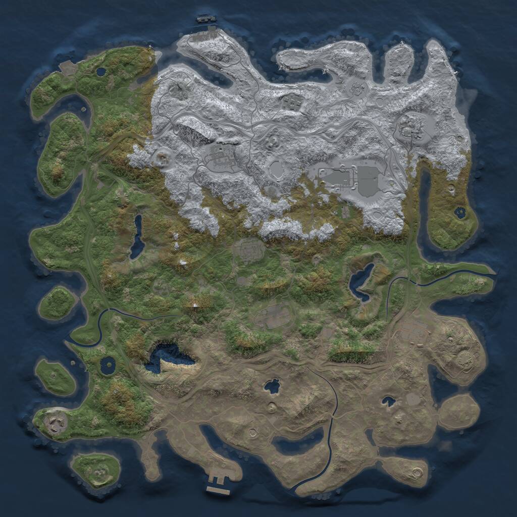 Rust Map: Procedural Map, Size: 4500, Seed: 1422782497, 14 Monuments