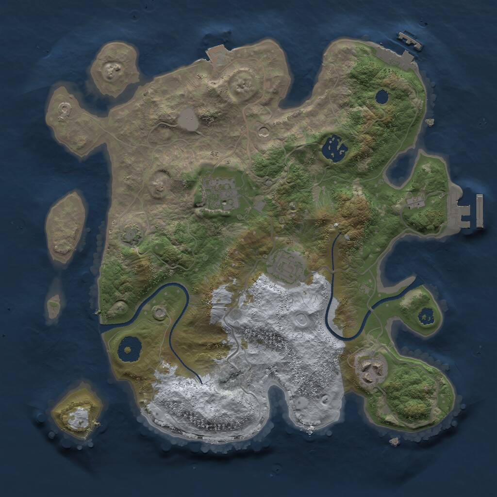 Rust Map: Procedural Map, Size: 3000, Seed: 27881, 9 Monuments