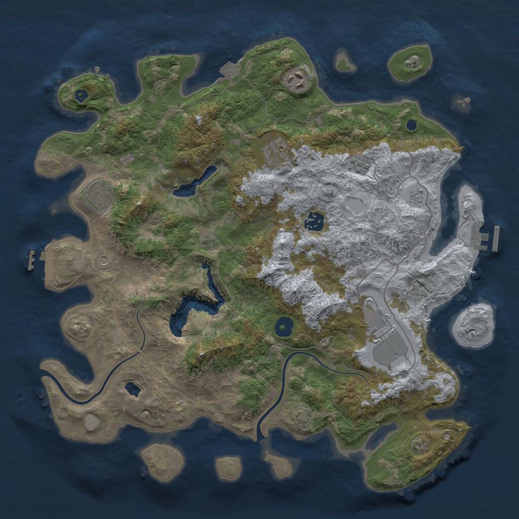 Rust Map: Procedural Map, Size: 4000, Seed: 2082423162, 12 Monuments