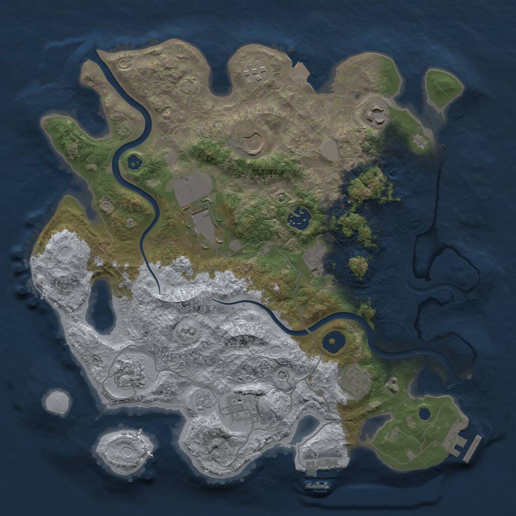 Rust Map: Procedural Map, Size: 3500, Seed: 654025358, 15 Monuments