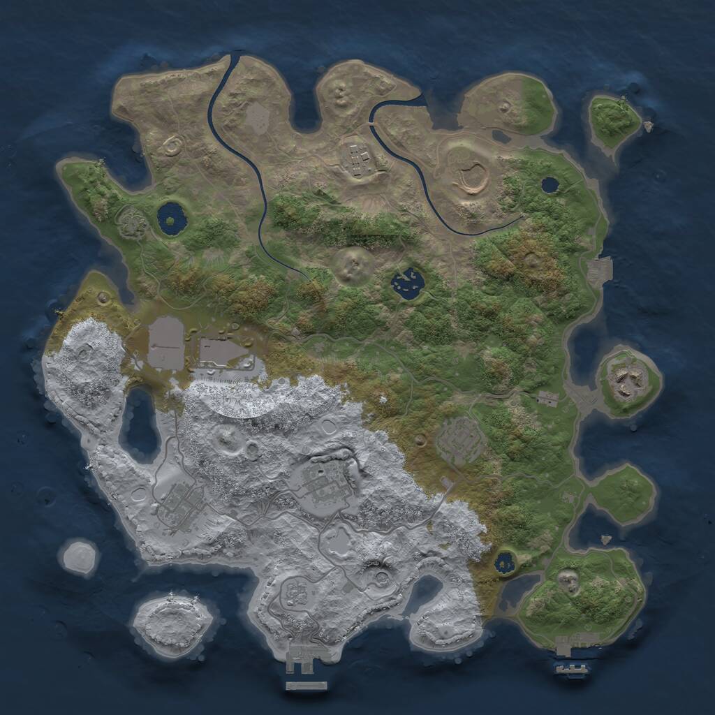 Rust Map: Procedural Map, Size: 3500, Seed: 654025358, 14 Monuments