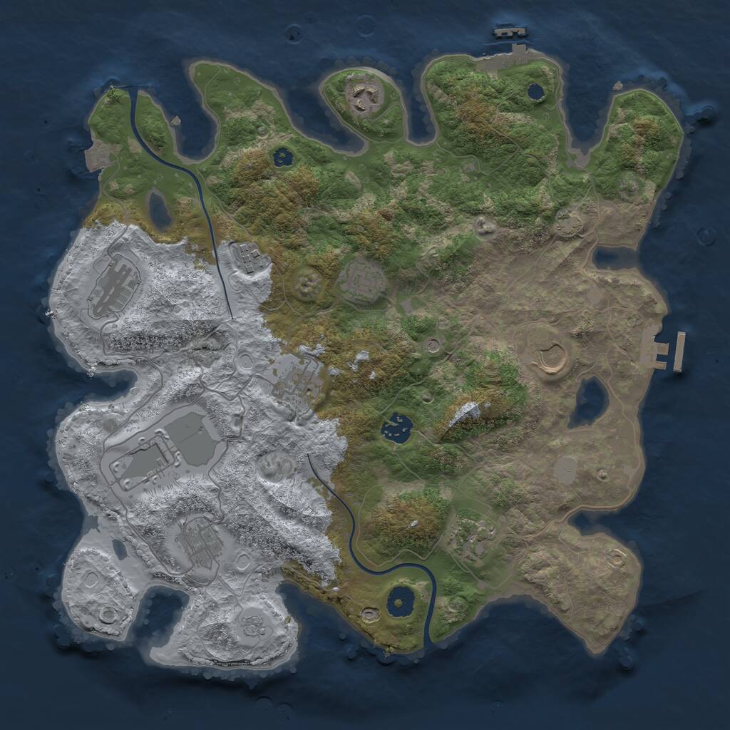 Rust Map: Procedural Map, Size: 3700, Seed: 1862661589, 16 Monuments