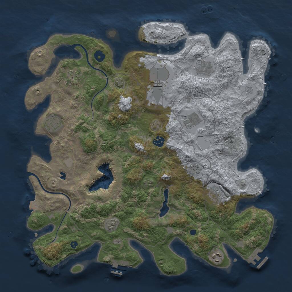 Rust Map: Procedural Map, Size: 4000, Seed: 733294598, 14 Monuments